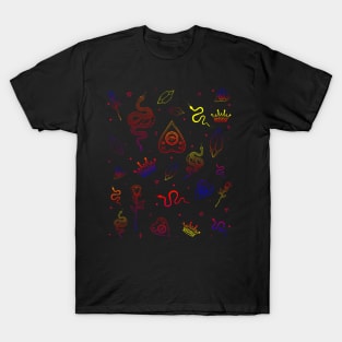 Witch's Essentials Colorful Pattern in Black T-Shirt